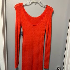 Orange free people long sleeve dress new with tags